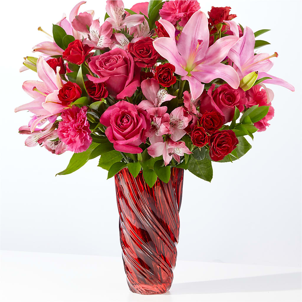 In Love Bouquet with Luxe Swirl Vase – Walnut Creek Florist, Walnut Creek CA