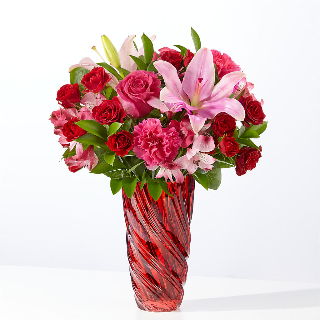 In Love Bouquet with Luxe Swirl Vase – Walnut Creek Florist, Walnut Creek CA