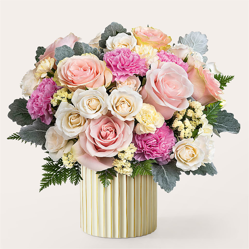 Blissful Moments Bouquet with Ivory Vase – Walnut Creek Florist, Walnut Creek CA