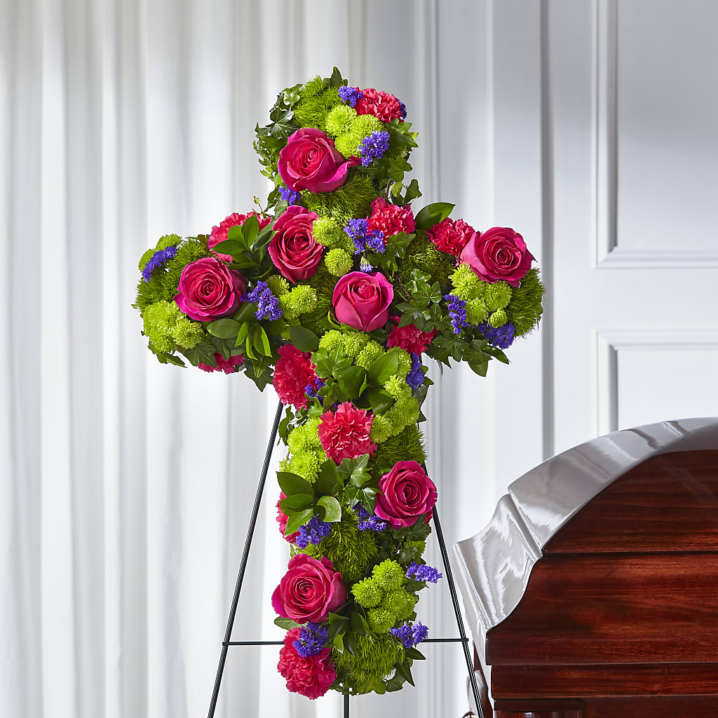Tribute Rose Floral Cross – Walnut Creek Florist, Walnut Creek CA