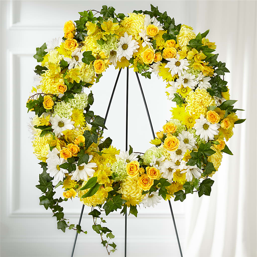 Golden Remembrance Wreath – Walnut Creek Florist, Walnut Creek CA