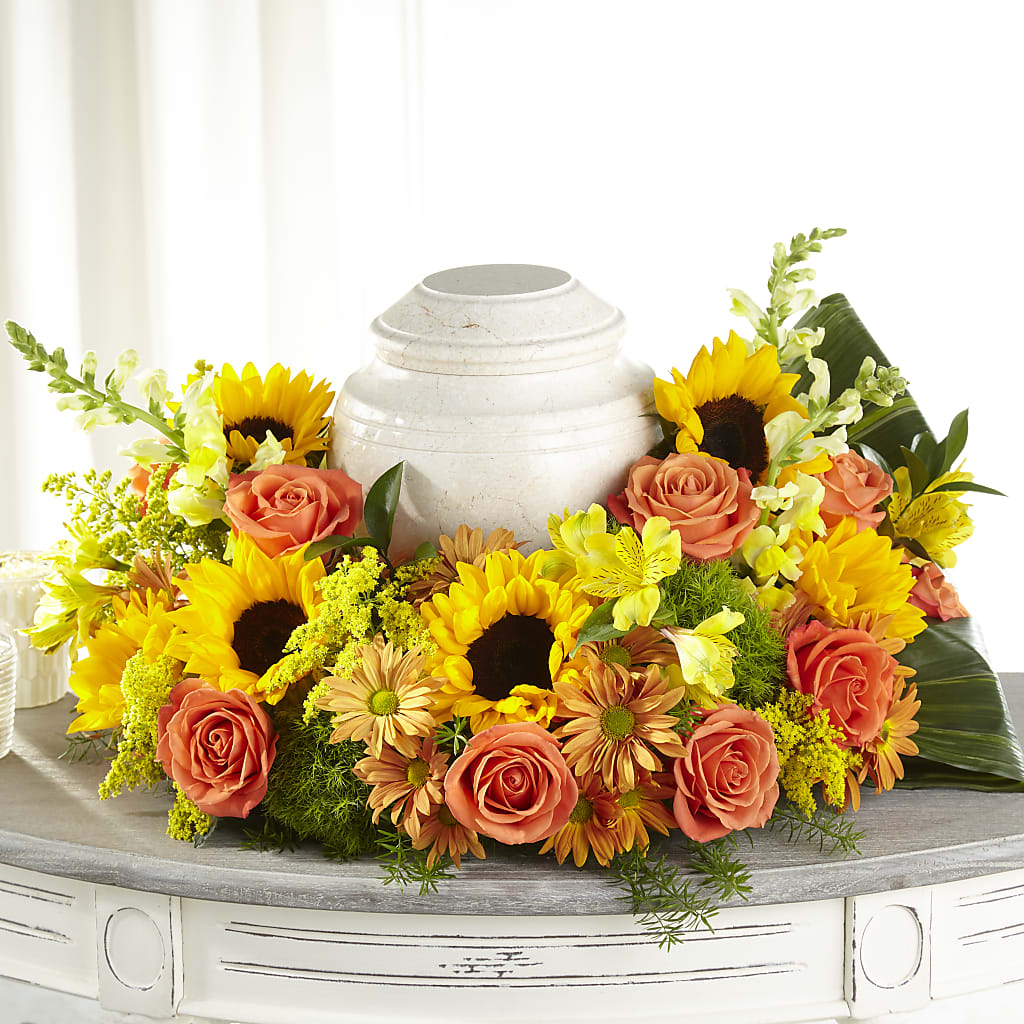 Faithful Sunflower Cremation Adornment – Walnut Creek Florist, Walnut Creek CA