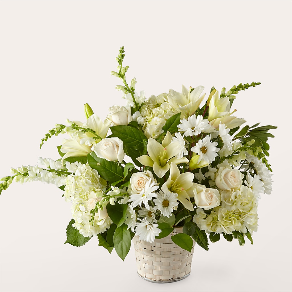 Ivory Elegance Floral Basket – Walnut Creek Florist, Walnut Creek CA