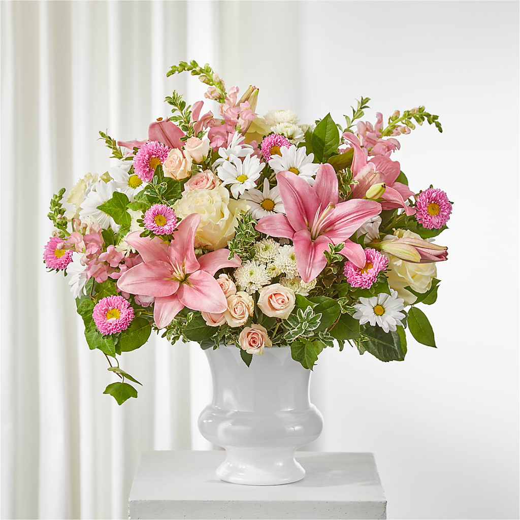 Empathetic Blooms Urn Arrangement – Walnut Creek Florist, Walnut Creek CA