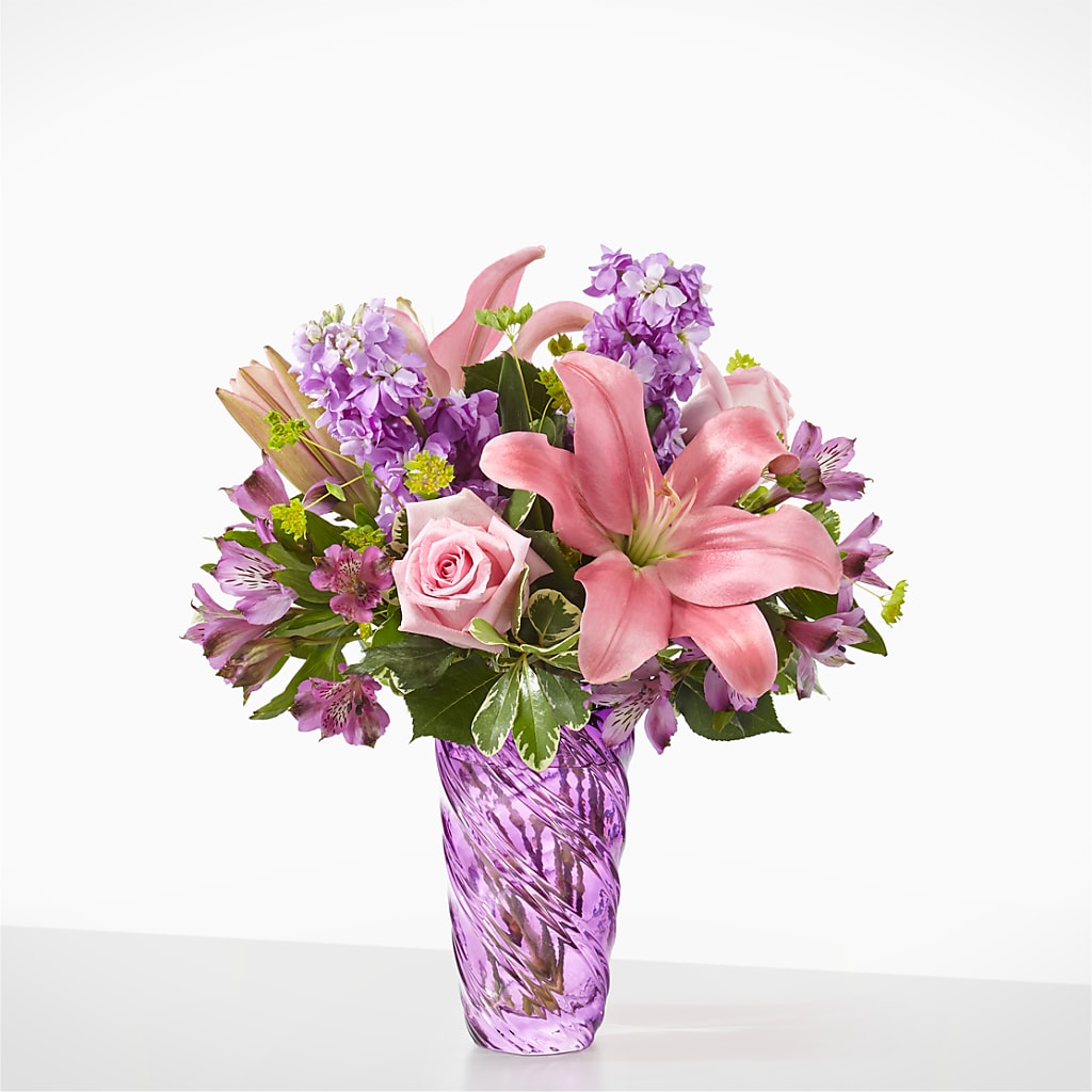 Precious Petals Bouquet with Luxe Swirl Vase – Walnut Creek Florist, Walnut Creek CA