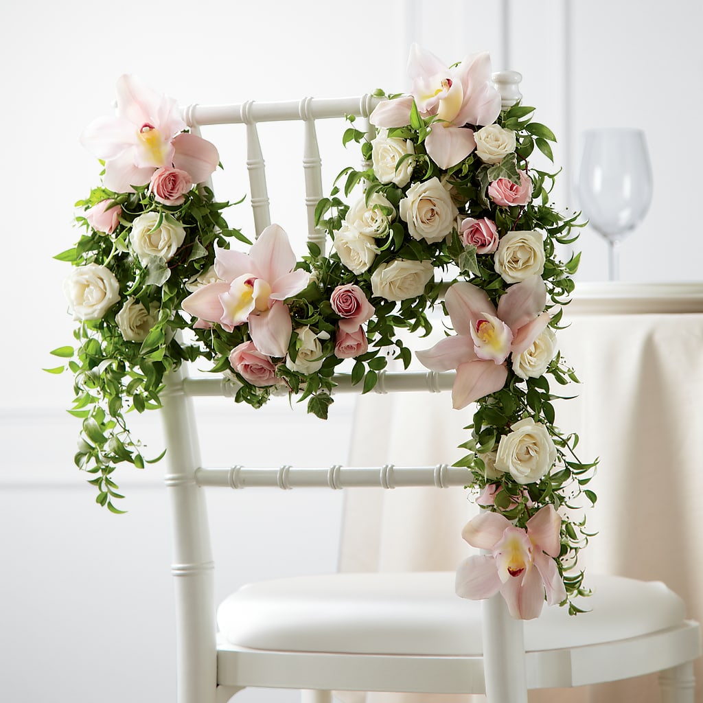 Orchid Rose Chair Décor – Walnut Creek Florist, Walnut Creek CA