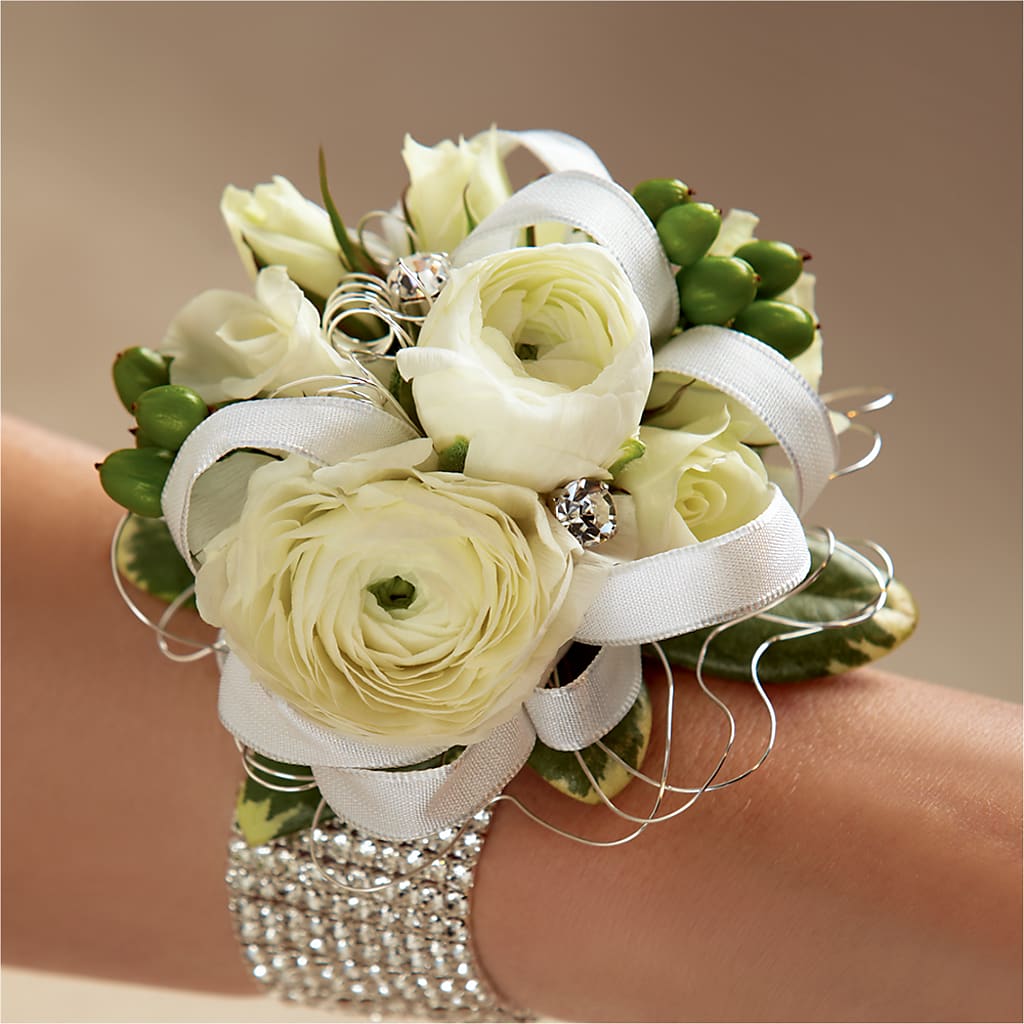 White Wedding Corsage – Walnut Creek Florist, Walnut Creek CA