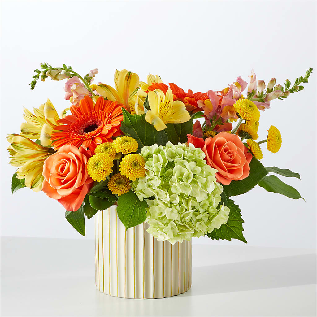 Autumn Sunshine Bouquet with Ivory Vase –  Walnut Creek Florist, Walnut Creek CA