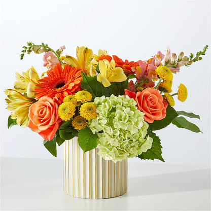 Autumn Sunshine Bouquet with Ivory Vase –  Walnut Creek Florist, Walnut Creek CA