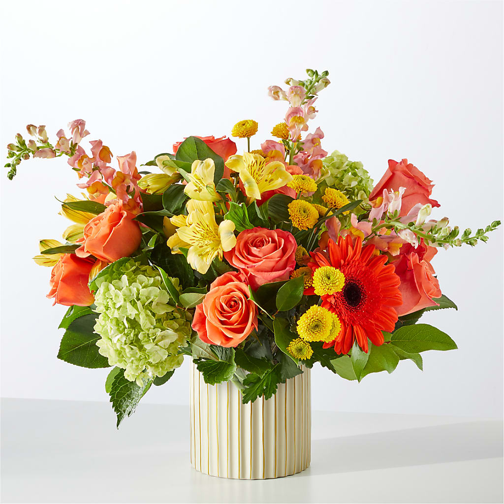 Autumn Sunshine Bouquet with Ivory Vase –  Walnut Creek Florist, Walnut Creek CA