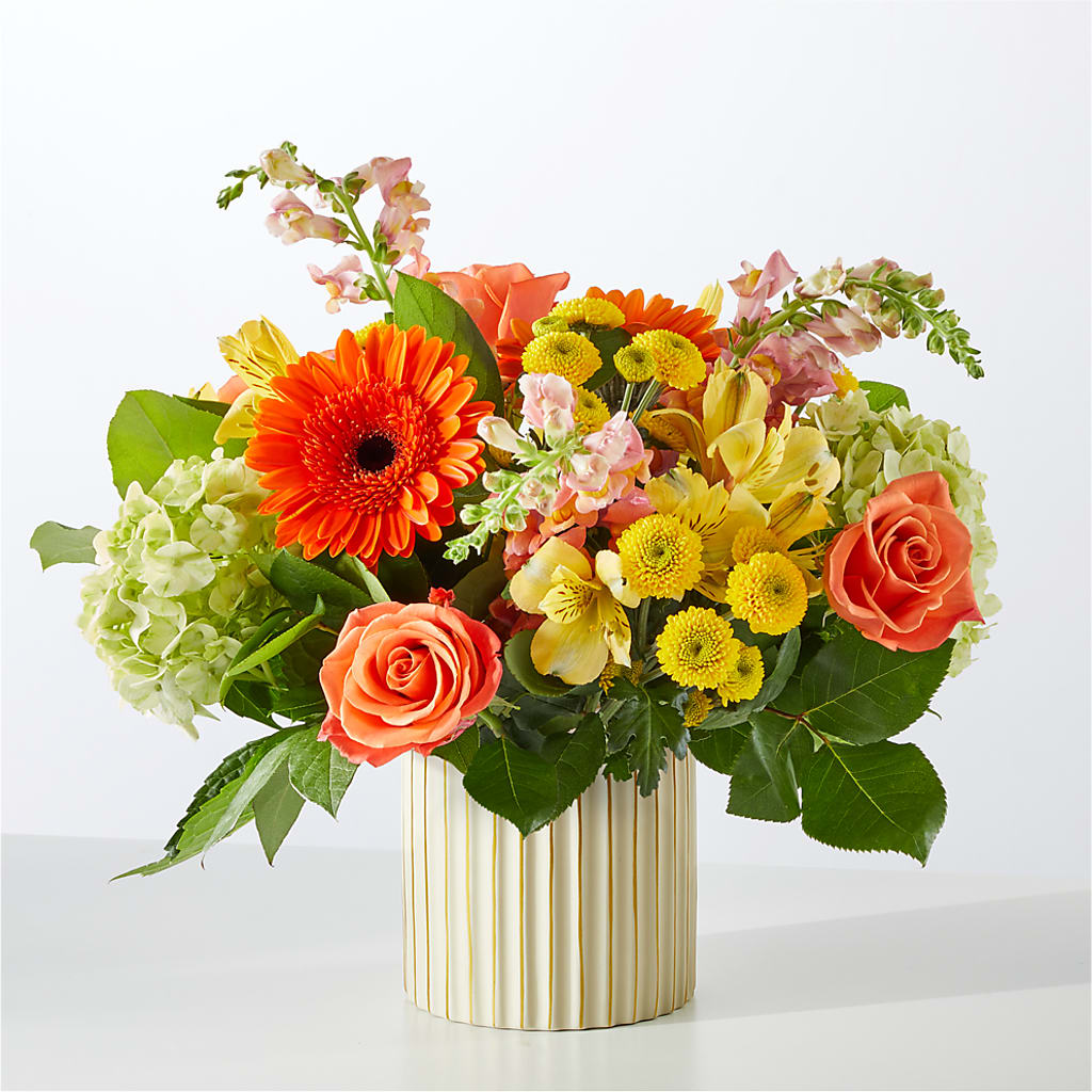 Autumn Sunshine Bouquet with Ivory Vase –  Walnut Creek Florist, Walnut Creek CA