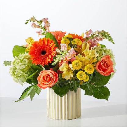 Autumn Sunshine Bouquet with Ivory Vase –  Walnut Creek Florist, Walnut Creek CA