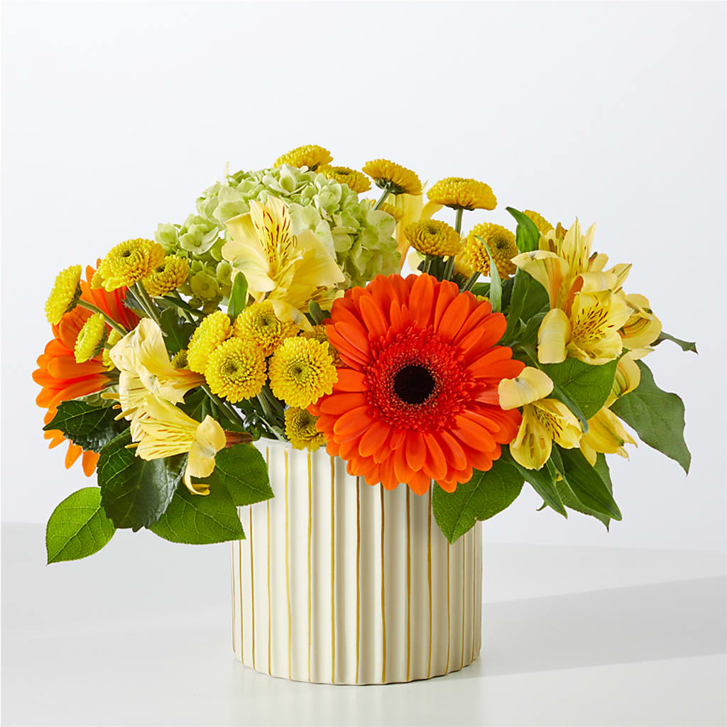 Autumn Sunshine Bouquet with Ivory Vase –  Walnut Creek Florist, Walnut Creek CA